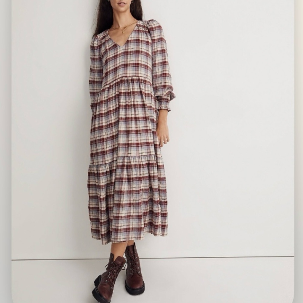 Plaid Long Sleeve Dress